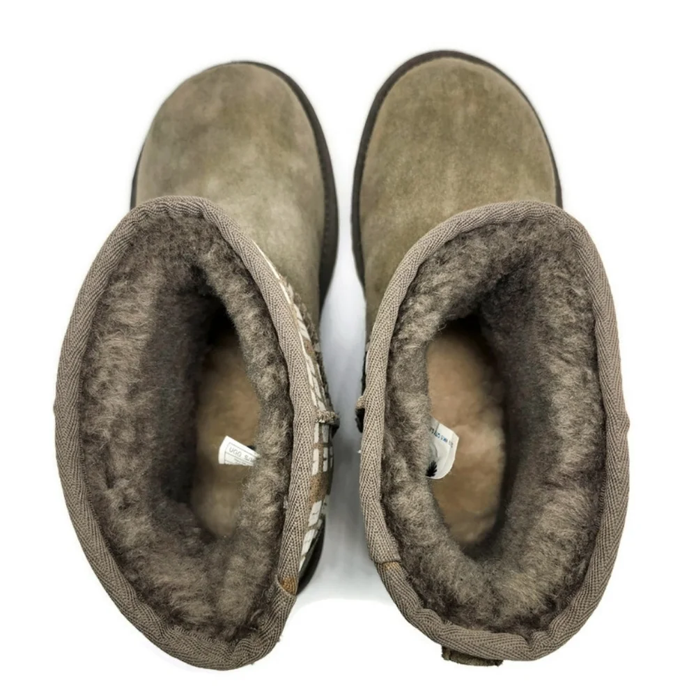 UGG Classic Mini II Logo Slate Grey & White UGG Graphics Shearling Lined Boots - Picture 8 of 11